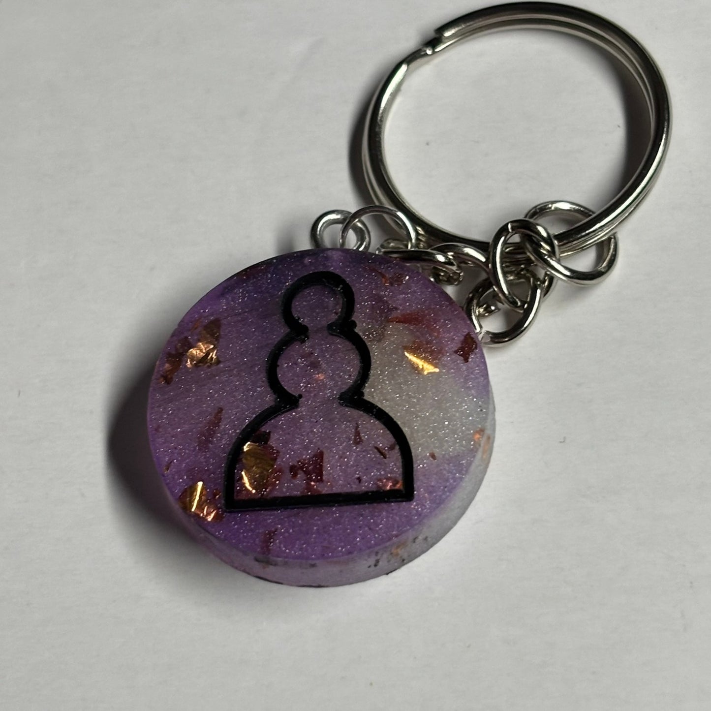 Purple White Pawn - Handmade Resin Keychain