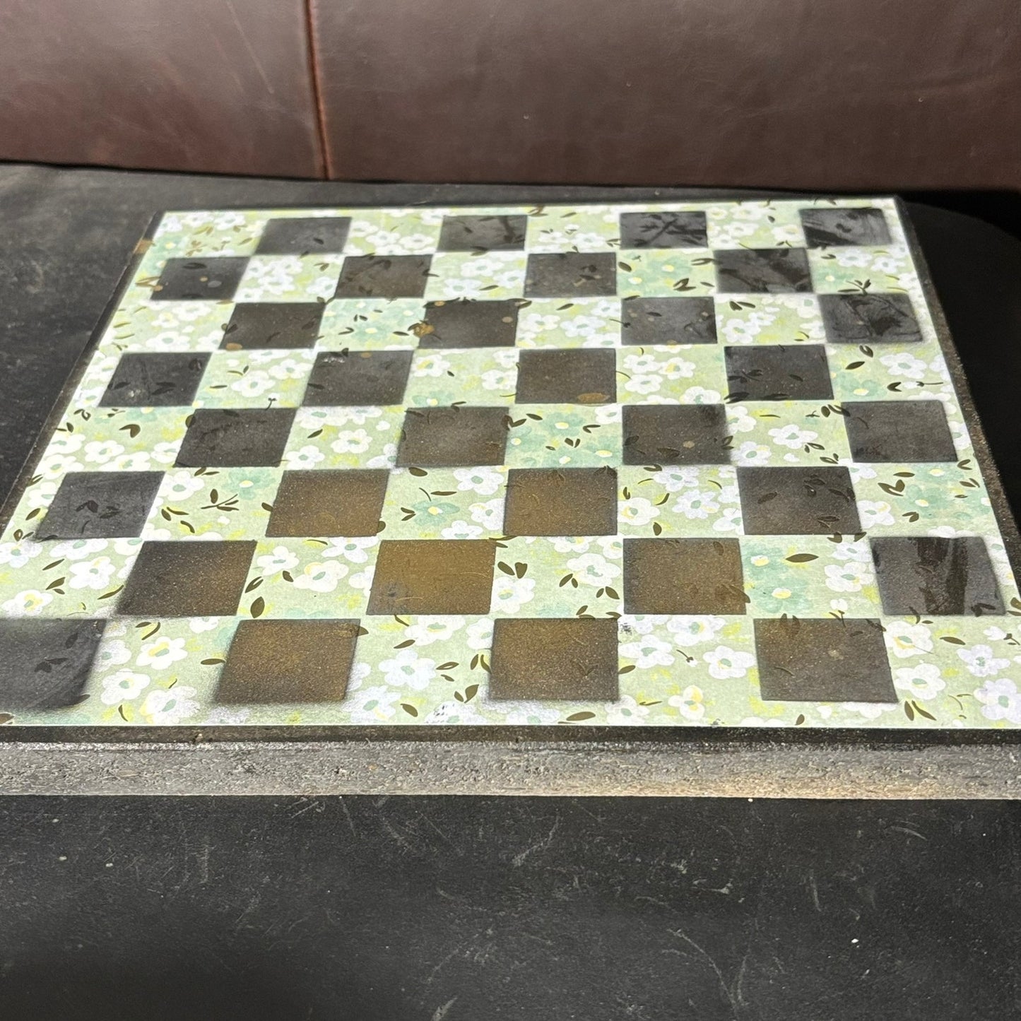 Mint Green Flower - Scrapbook Chess Board