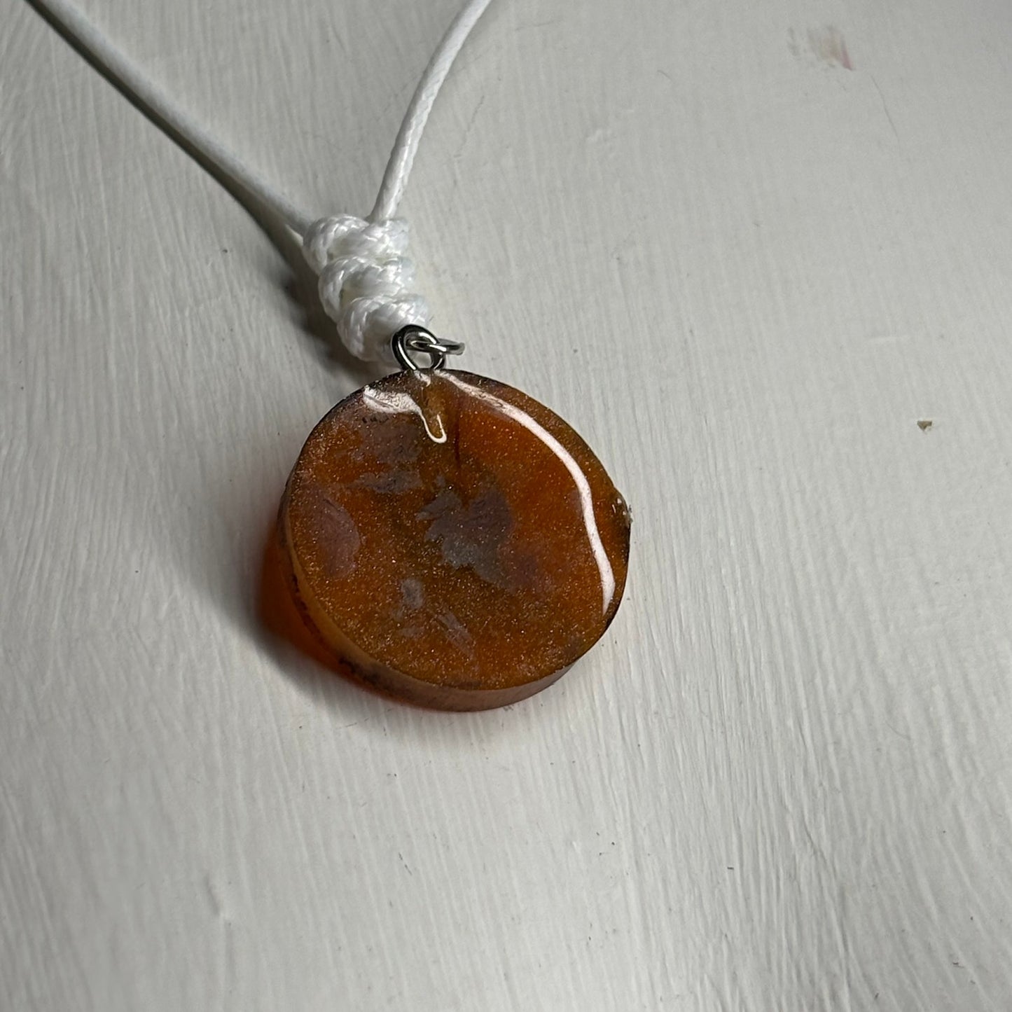 Dark Orange Bishop - Handmade Resin Chess Necklace