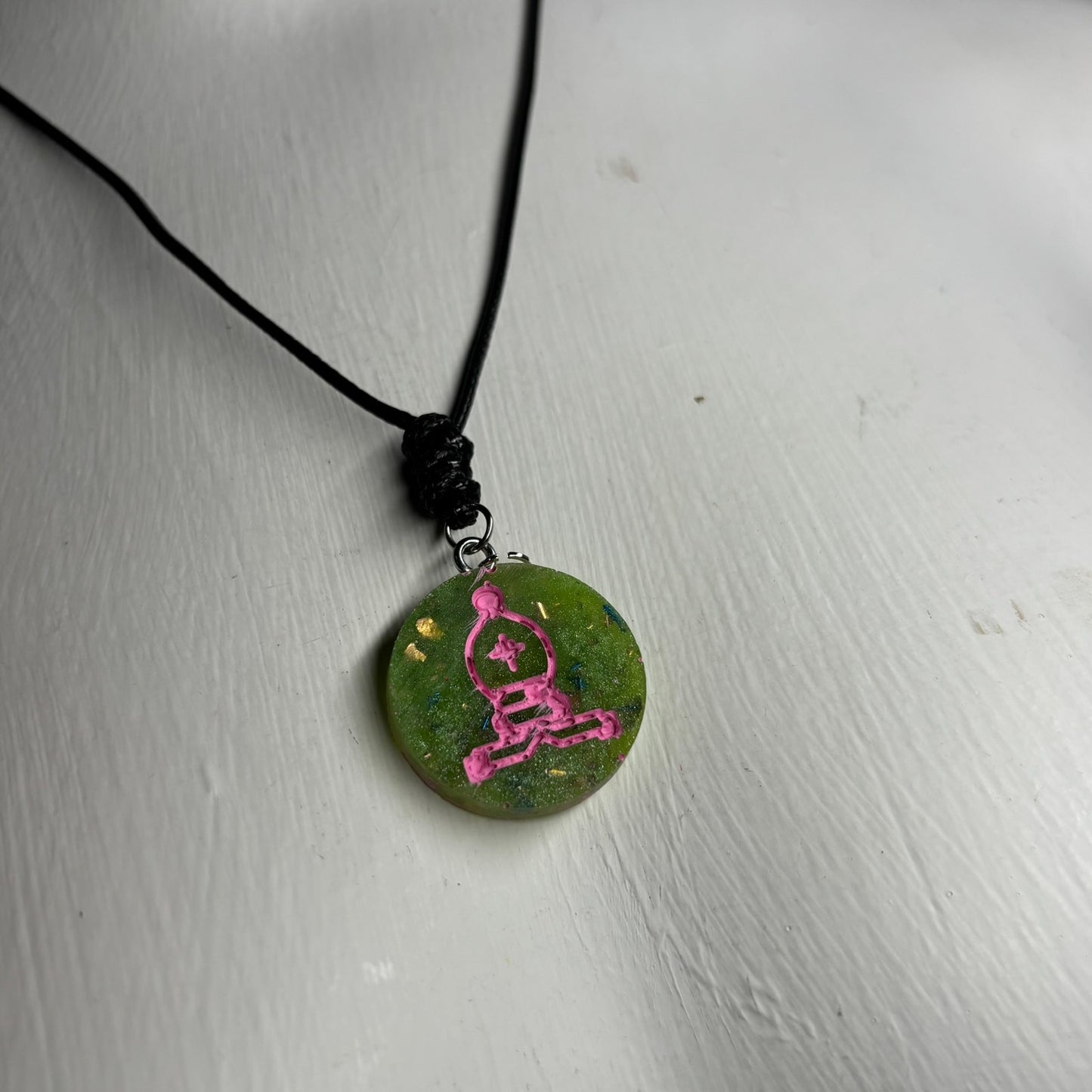 Crystal Green Bishop - Handmade Resin Chess Necklace