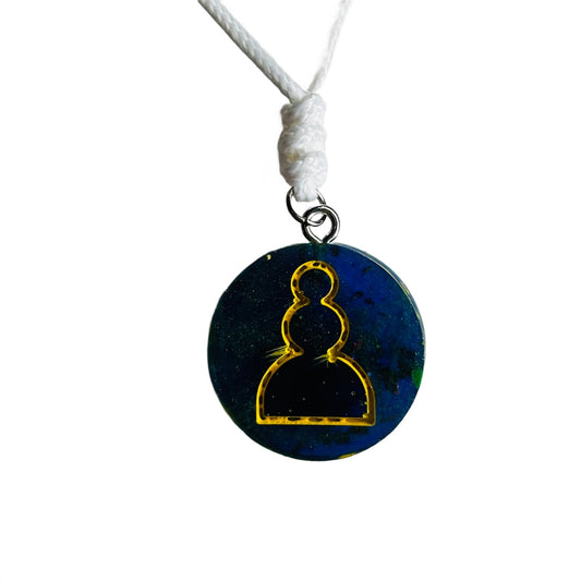 Navy Blue Pawn - Handmade Resin Chess Necklace