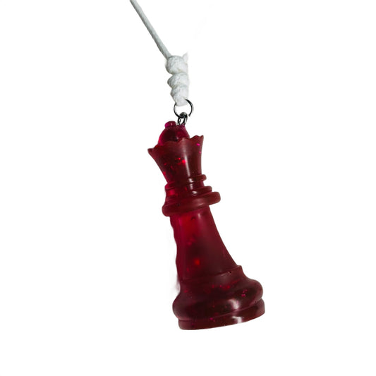 Red Crystal Queen - Handmade Resin Chess Necklace