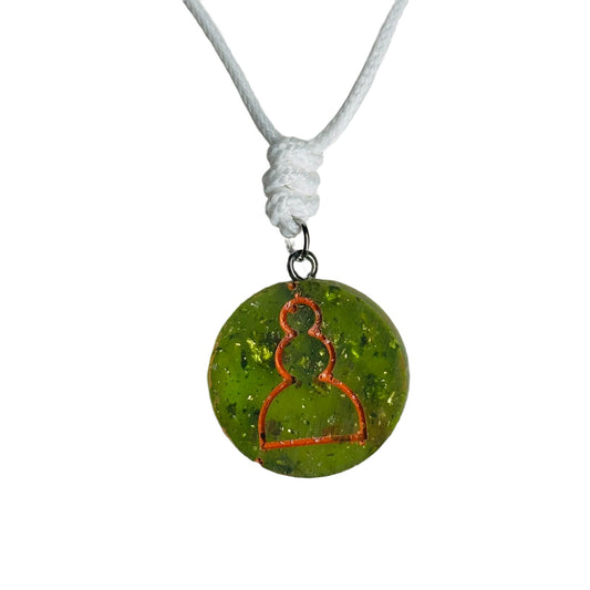 Clean Green Pawn - Handmade Resin Chess Necklace