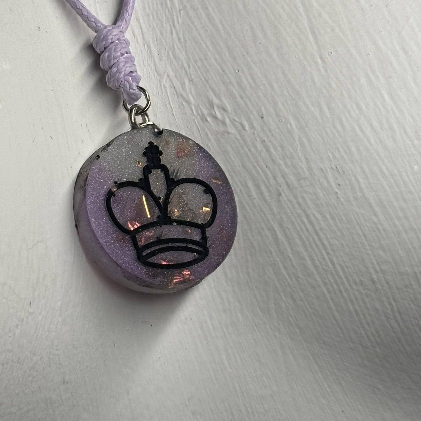 Purple Crystal King - Handmade Resin Chess Necklace