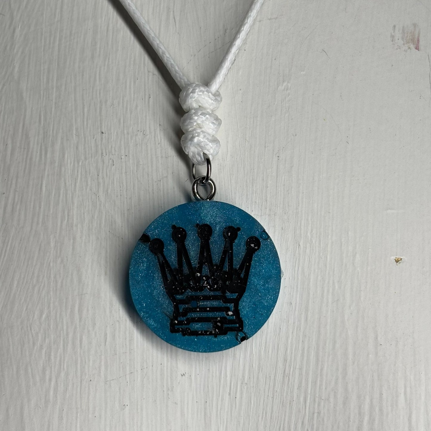 Blue Queen - Handmade Resin Chess Necklace