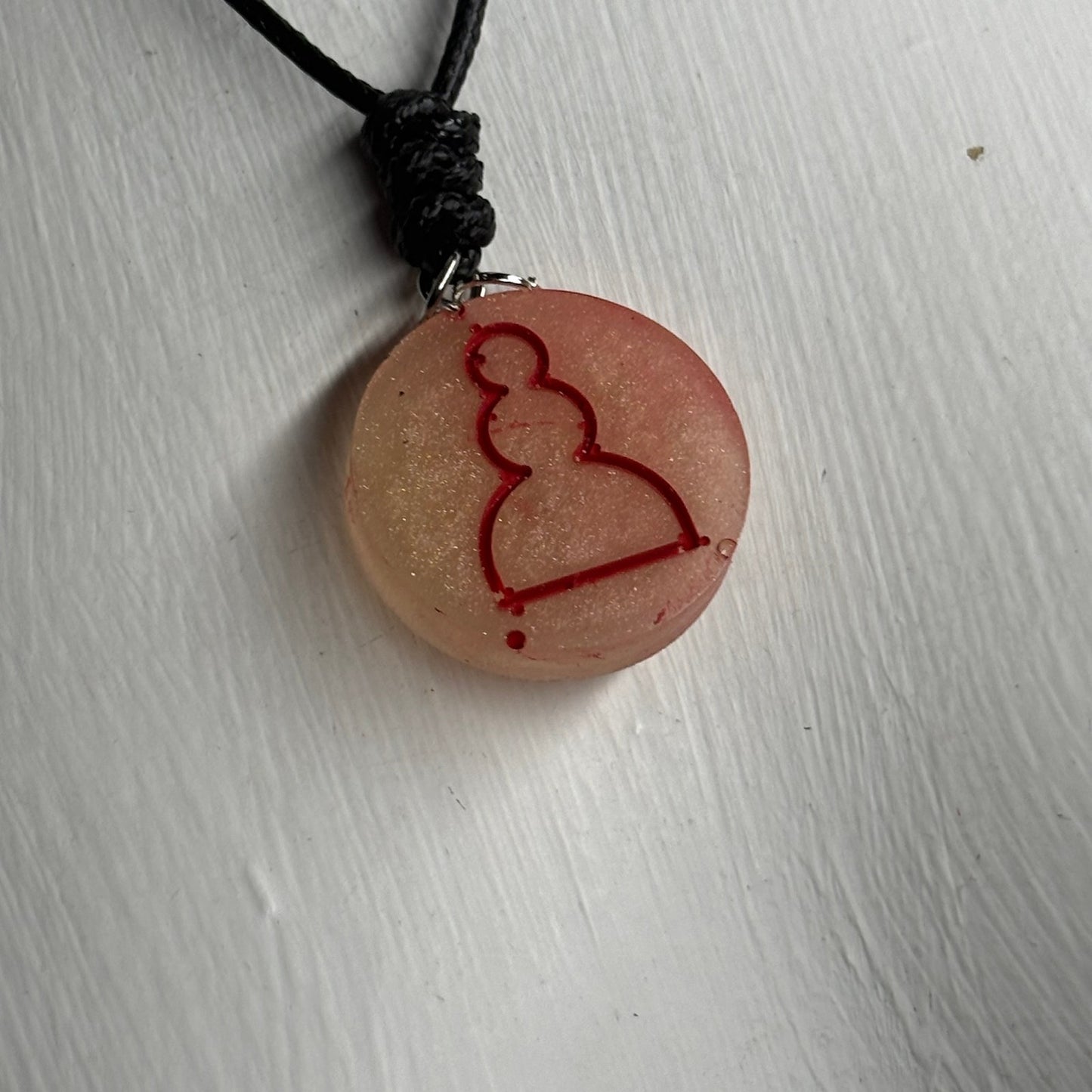 Red Print Pawn - Handmade Resin Chess Necklace