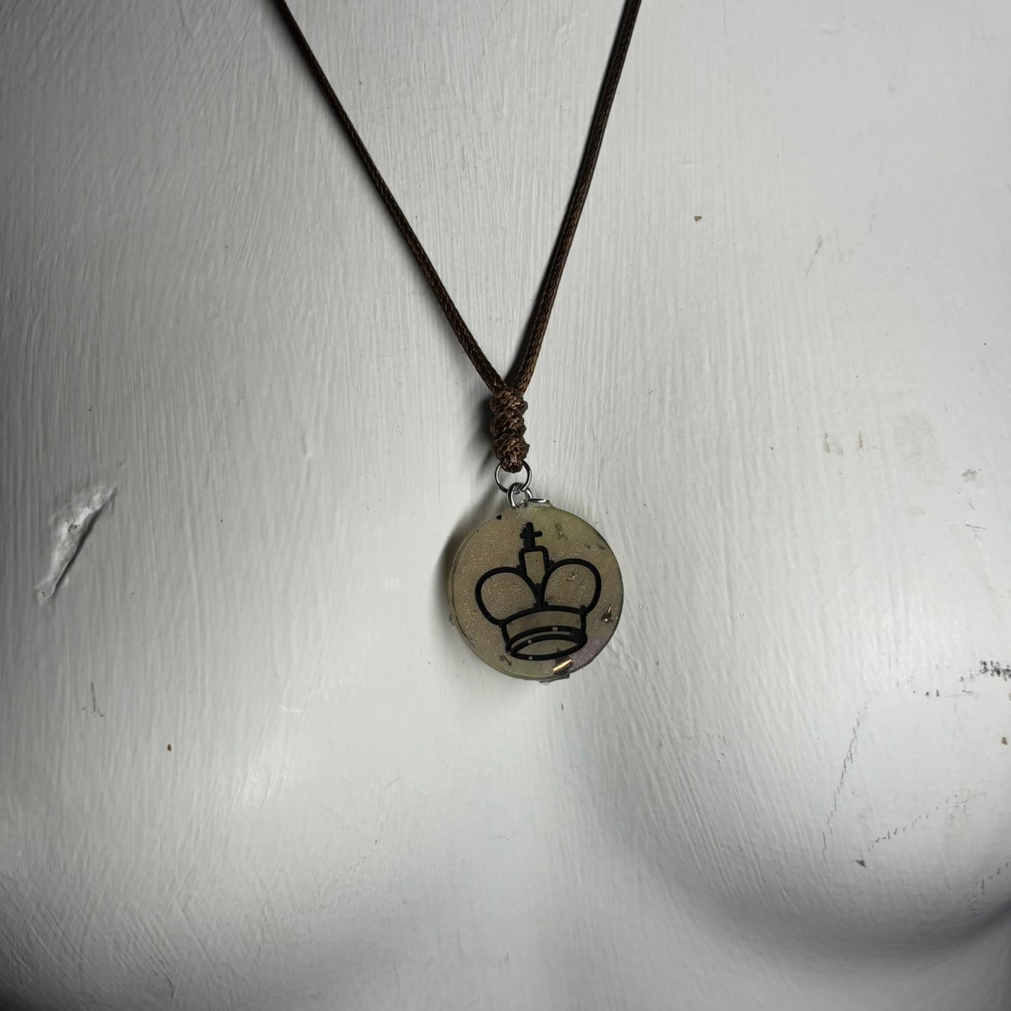 Classic Cream King - Handmade Resin Chess Necklace