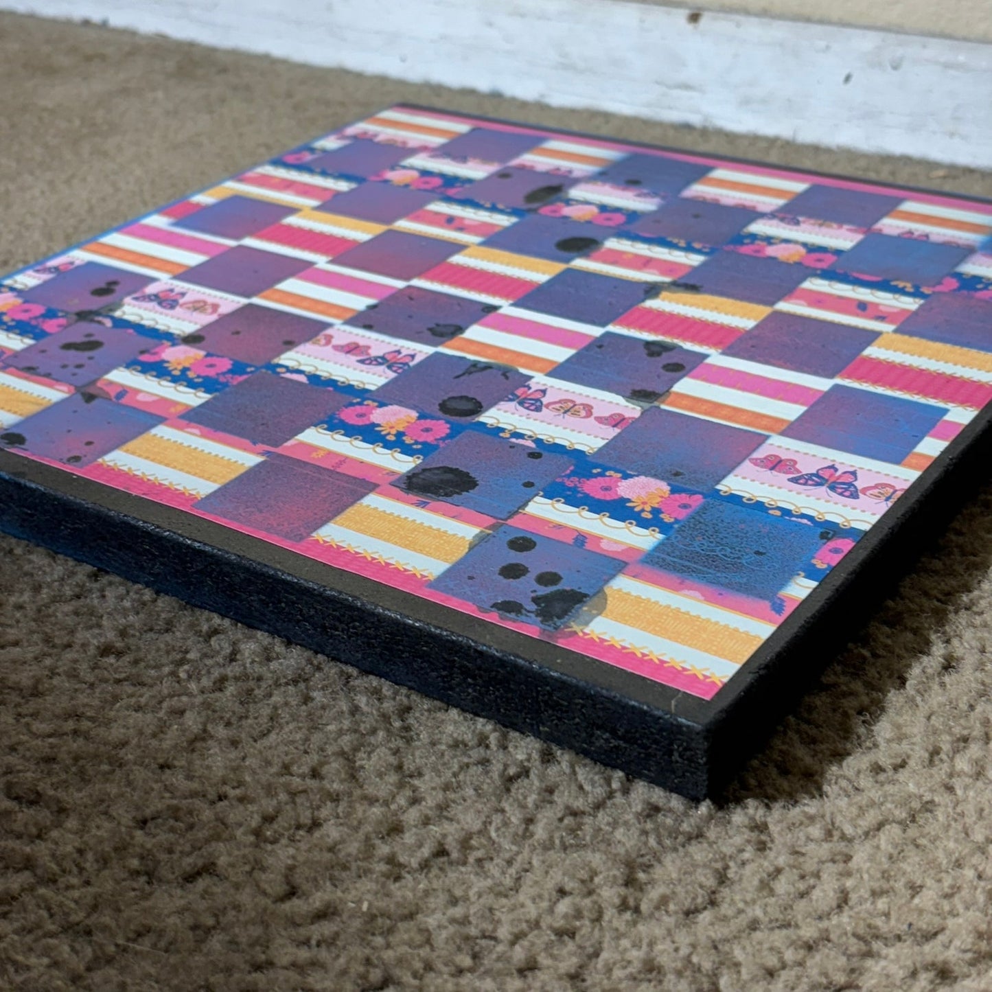 Pink Blue Butterfly - Scrapbook Chess Board