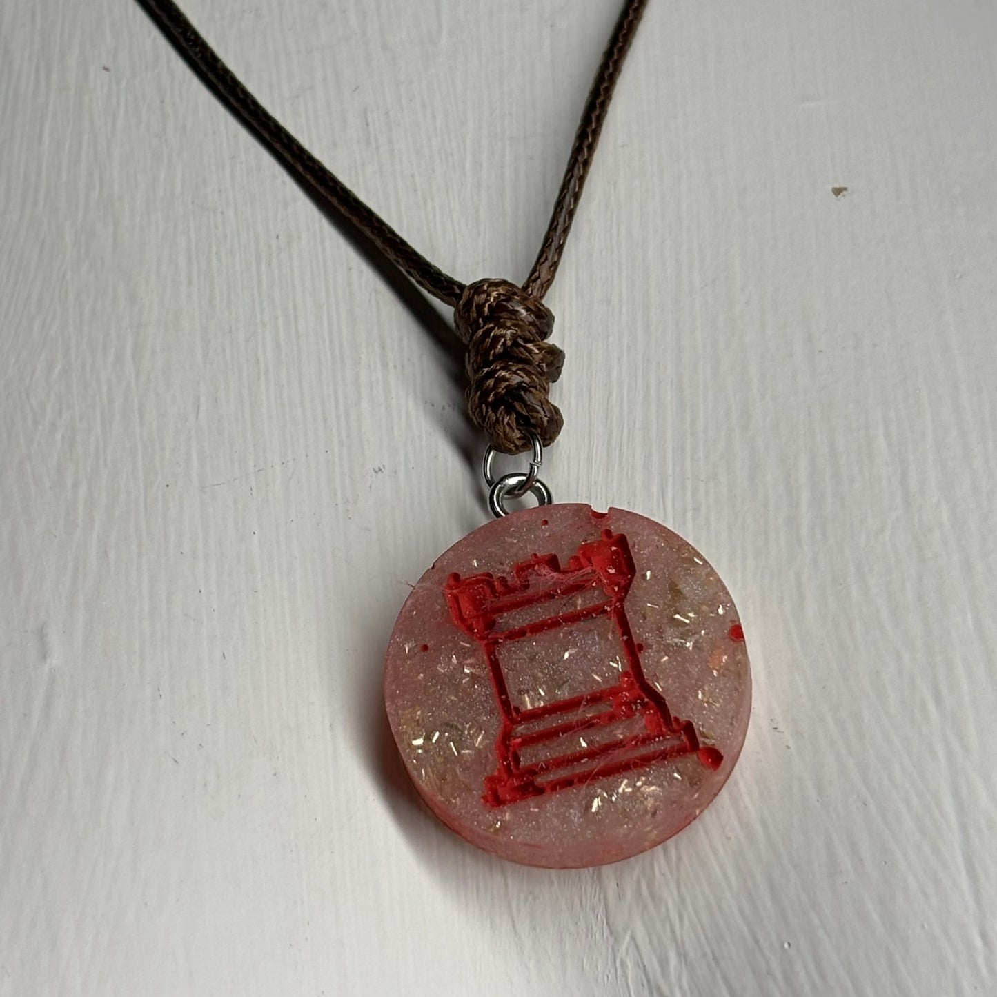 Crystal Rook - Handmade Resin Chess Necklace