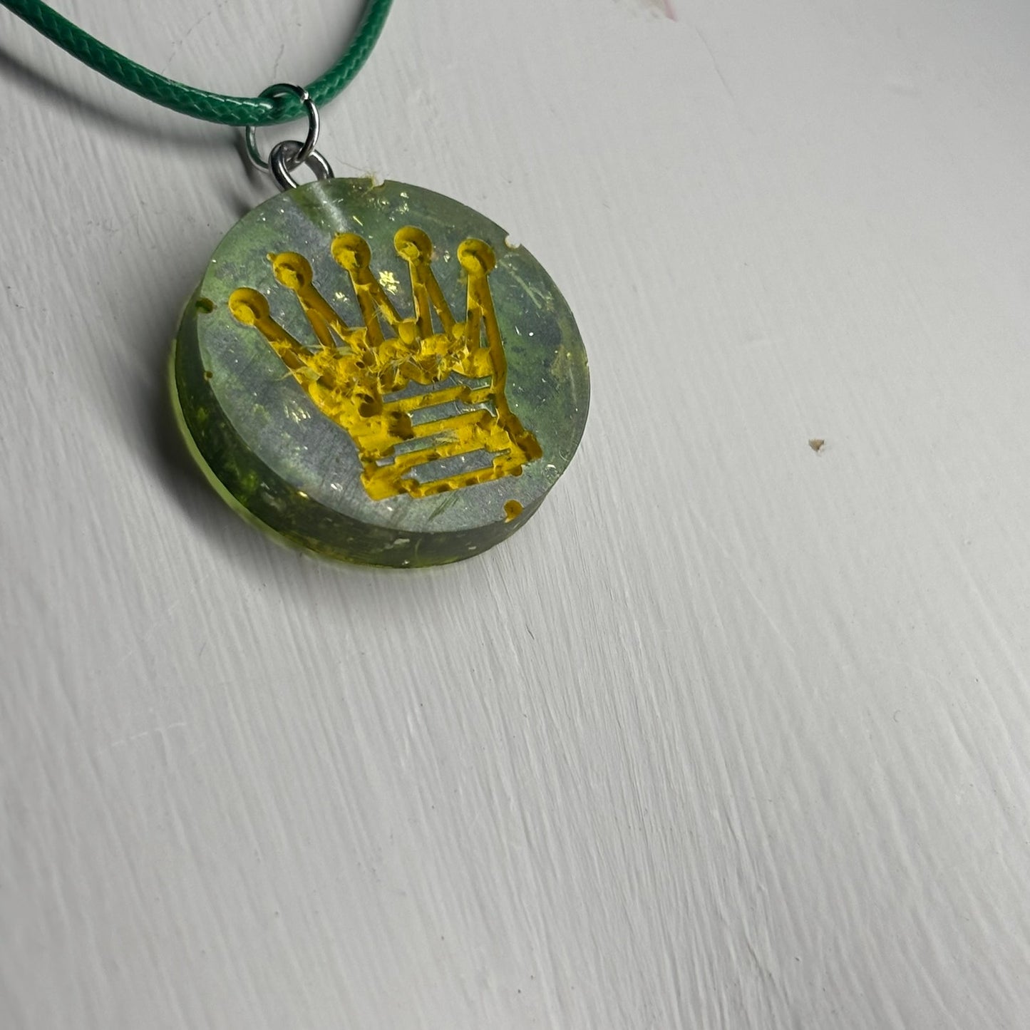 Crystal Green Queen - Handmade Resin Chess Necklace