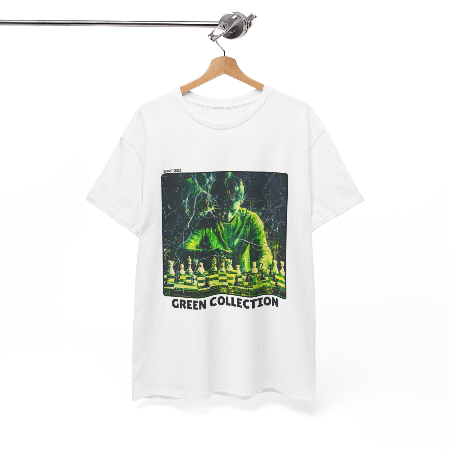 Electric Green Chess  -White T Shirt