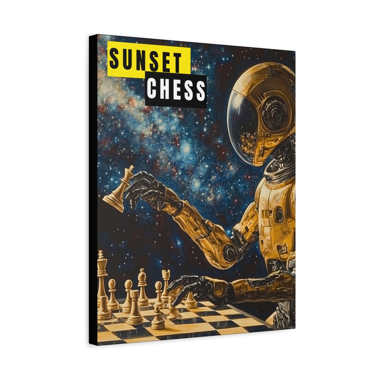 Space Man Plays Chess - Canvas Print 16"x20'