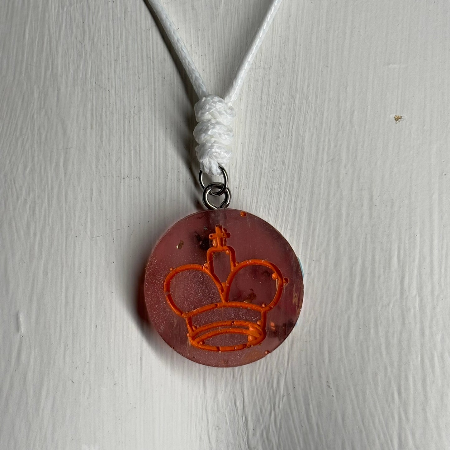 Burning Orange King - Handmade Resin Chess Necklace