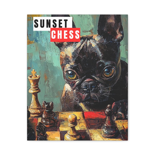 Pup Plays Chess - Canvas Print 16"x20"