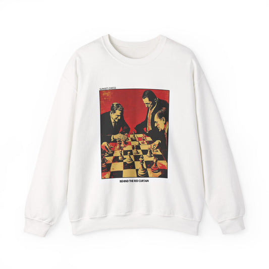 Behind The Red Curtain - White Chess Crewneck Sweater