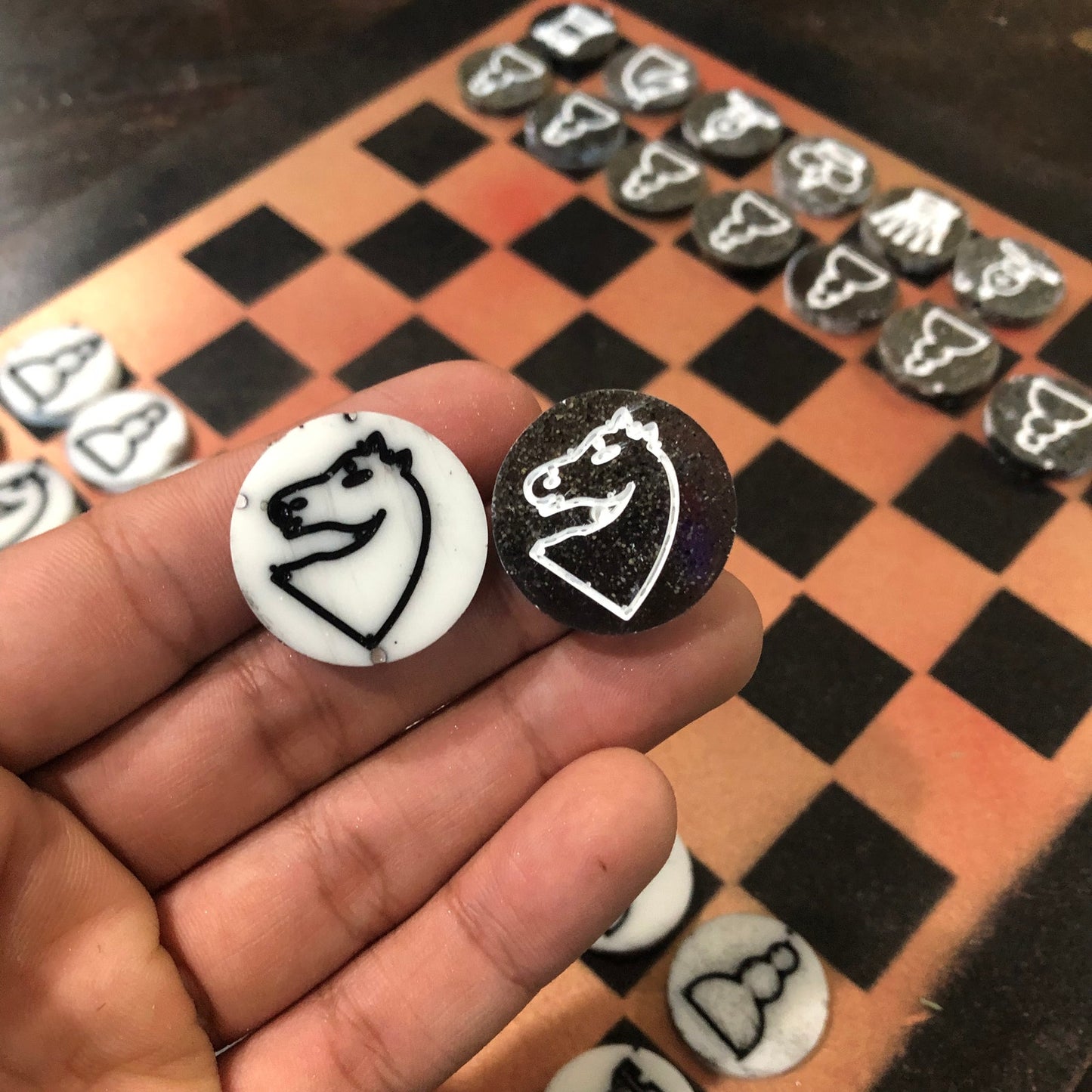 Chrome Orange - Painted Chess Set