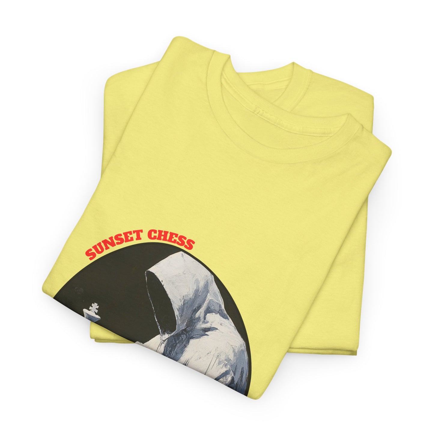 Mysterious White Hood - Cornsilk Yellow Chess T Shirt