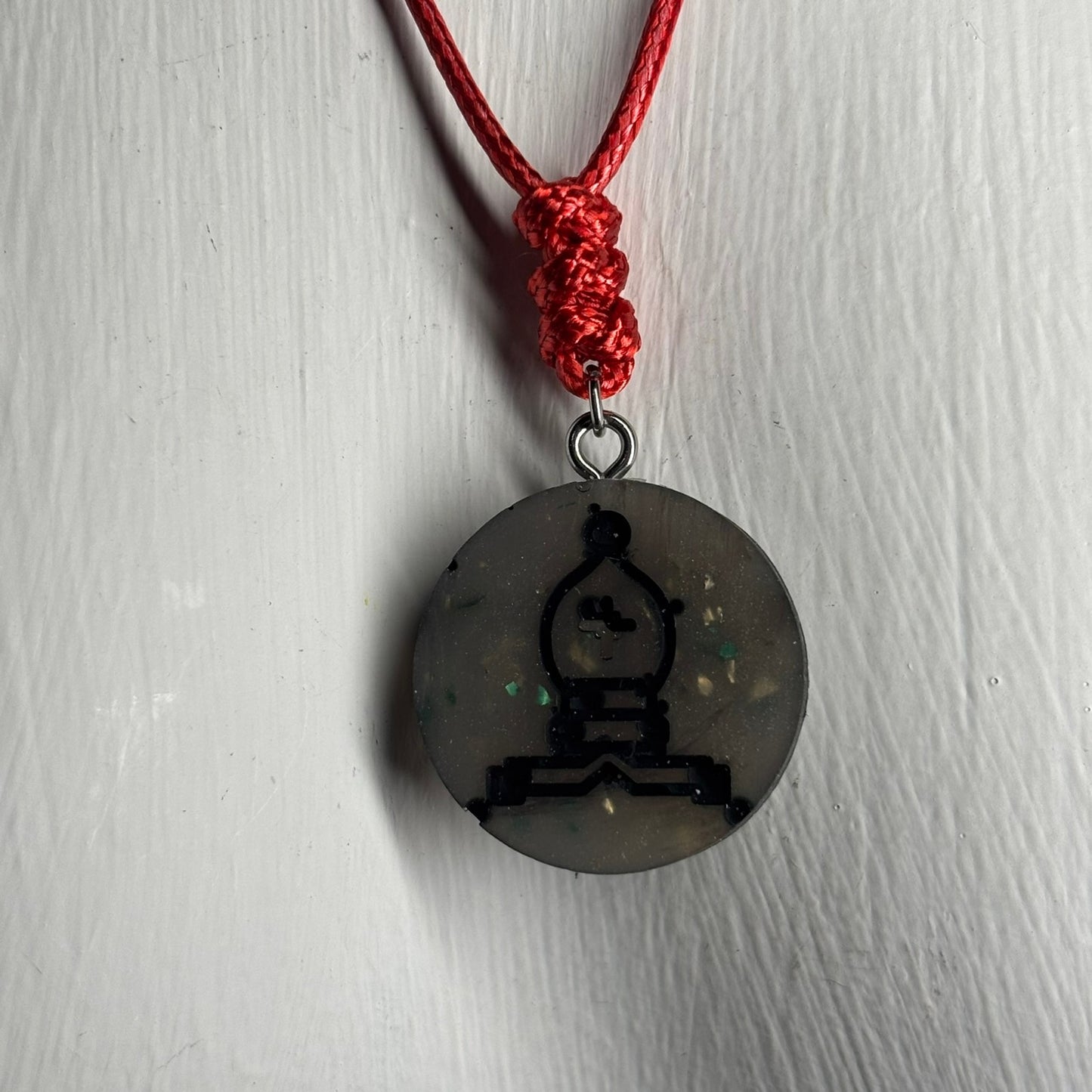 Dark Crystal Bishop - Handmade Resin Chess Necklace