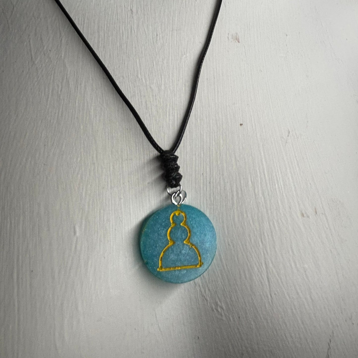 Ambient Blue Pawn - Handmade Resin Chess Necklace