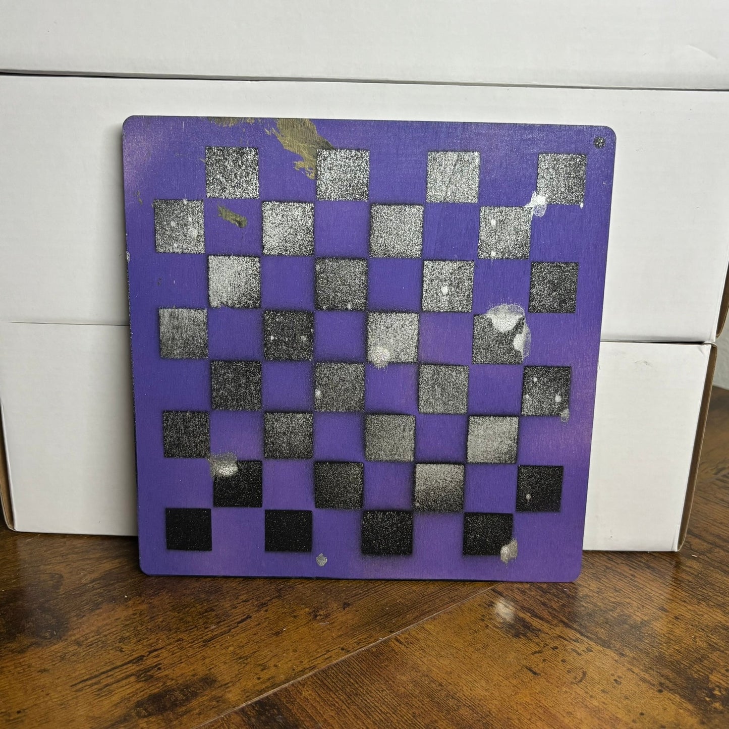 Purple Night - Painted Thin Wooden Chess Board