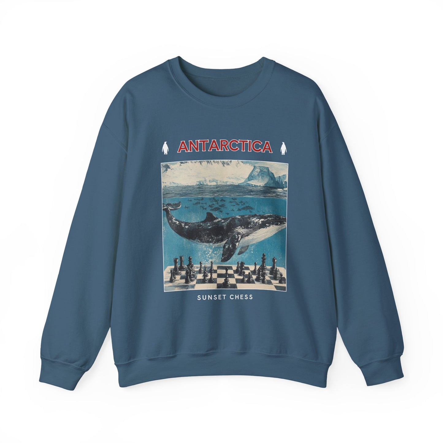 A Whale & Chess - Indigo Blue Chess Crewneck Sweater