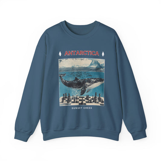 A Whale & Chess - Indigo Blue Chess Crewneck Sweater