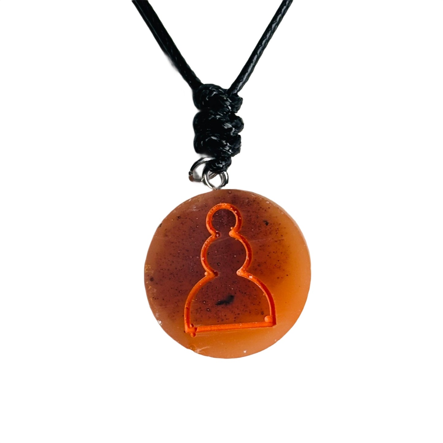 Safari Orange Pawn - Handmade Resin Chess Necklace