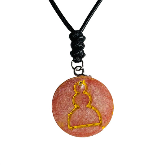 Peach Pink Pawn - Handmade Resin Chess Necklace