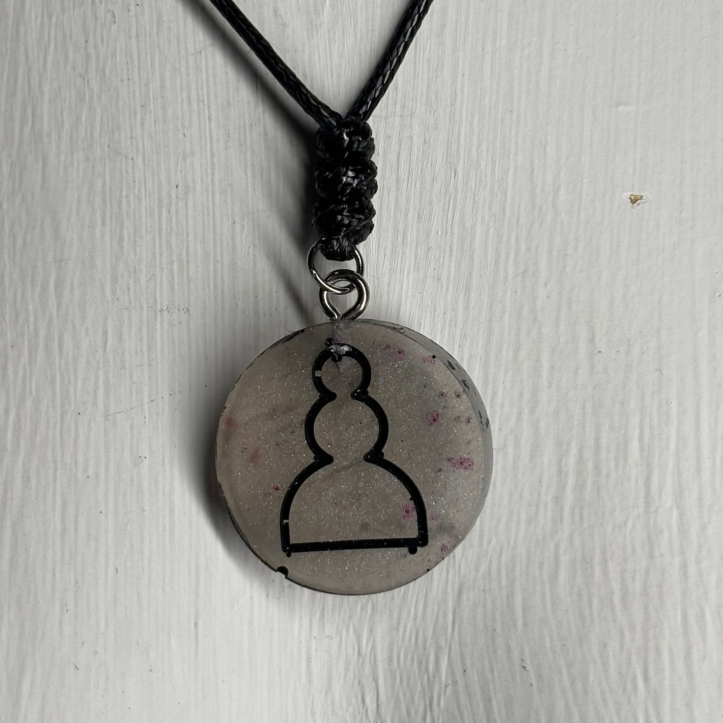 Ice Gray Pawn - Handmade Resin Chess Necklace - Flat Edition