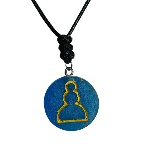 🎁 Blue Pawn - Handmade Resin Chess Necklace (100% off)