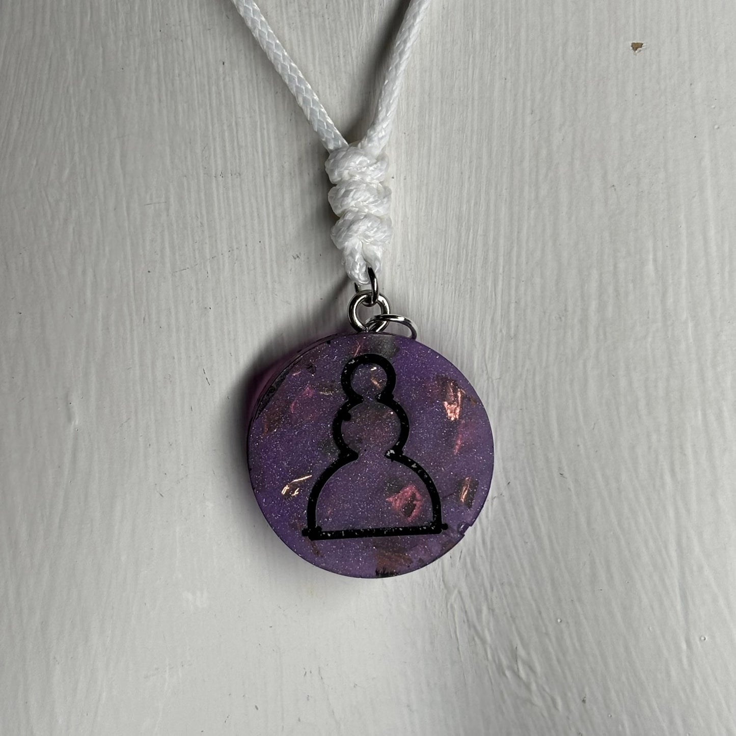 Dark Purple Pawn - Handmade Resin Chess Necklace