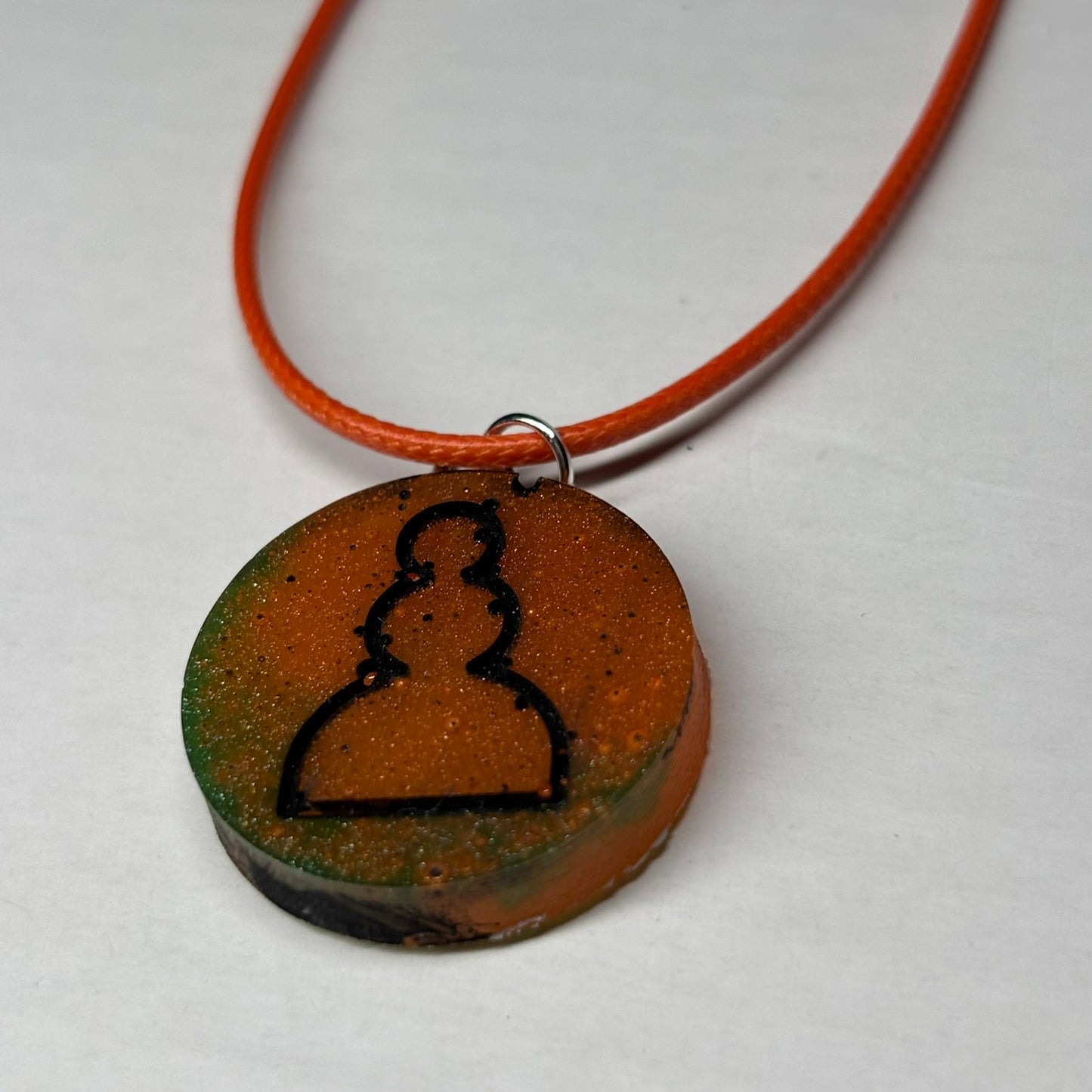 Orange Pawn - Handmade Resin Chess Necklace