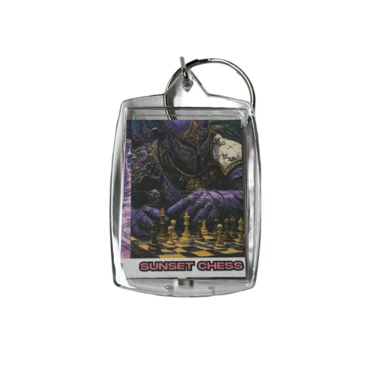 Purple Knight - Sunset Chess Photo Keychain