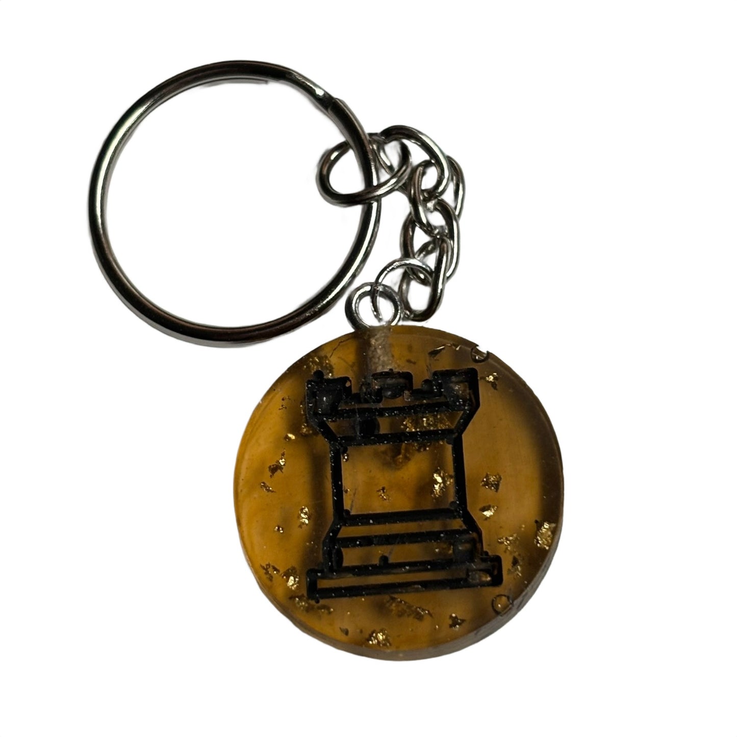 Amber Translucent Rook - Handmade Resin Keychain - Flat Edition