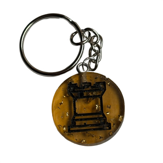 Amber Translucent Rook - Handmade Resin Keychain - Flat Edition