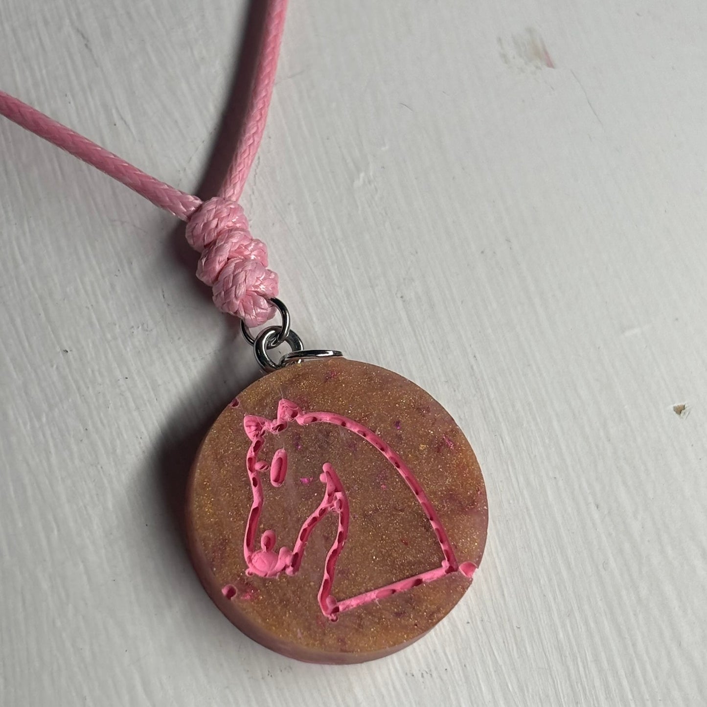 Vintage Pink Pawn - Handmade Resin Chess Necklace