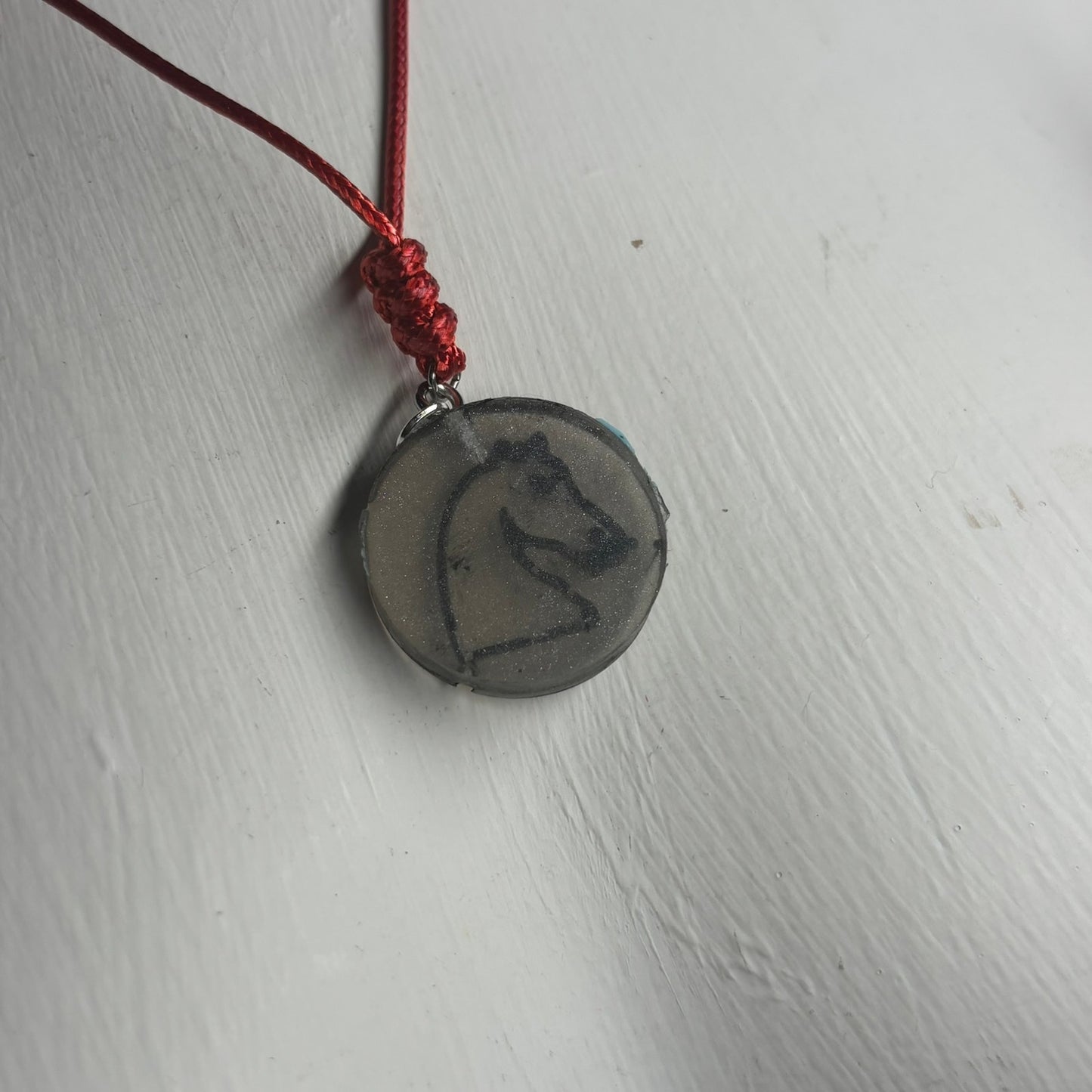 Silver Knight - Handmade Resin Chess Necklace