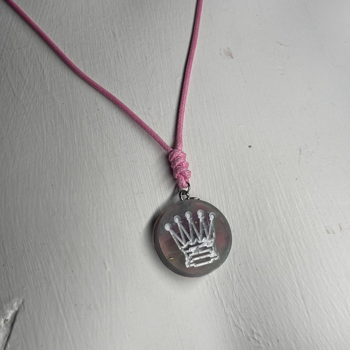Splendid Pink Queen - Handmade Resin Chess Necklace