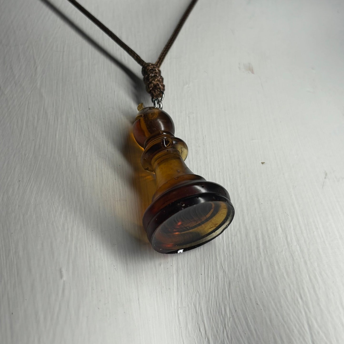 Coffee Brown Bishop - Handmade Resin Chess Necklace