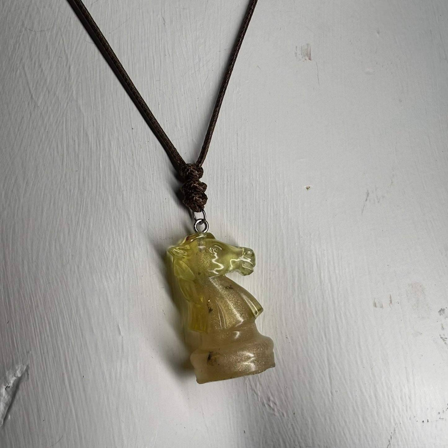 Premium Yellow Knight - Handmade Resin Chess Necklace