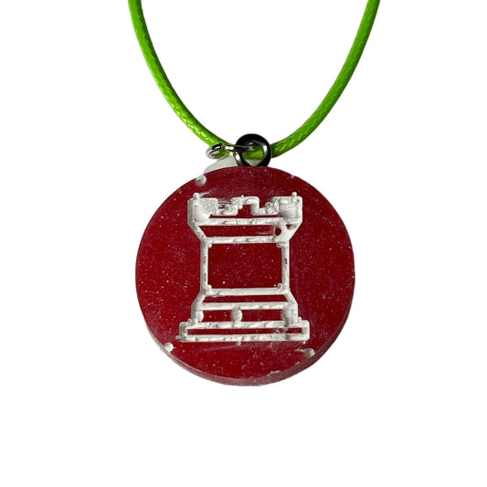 Red Rook - Handmade Resin Chess Necklace