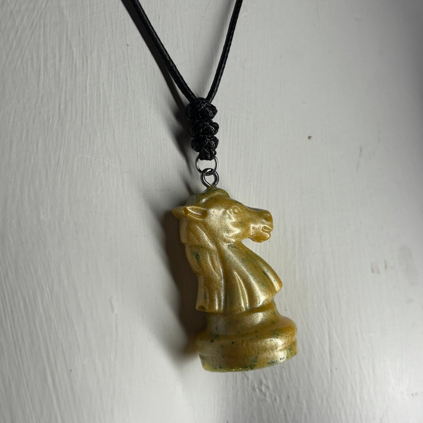 Yellow Crystal Knight - Handmade Resin Chess Necklace