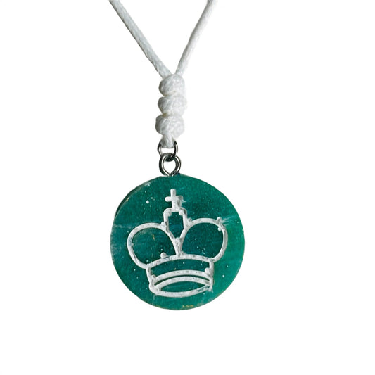 Emerald Green King - Handmade Resin Chess Necklace