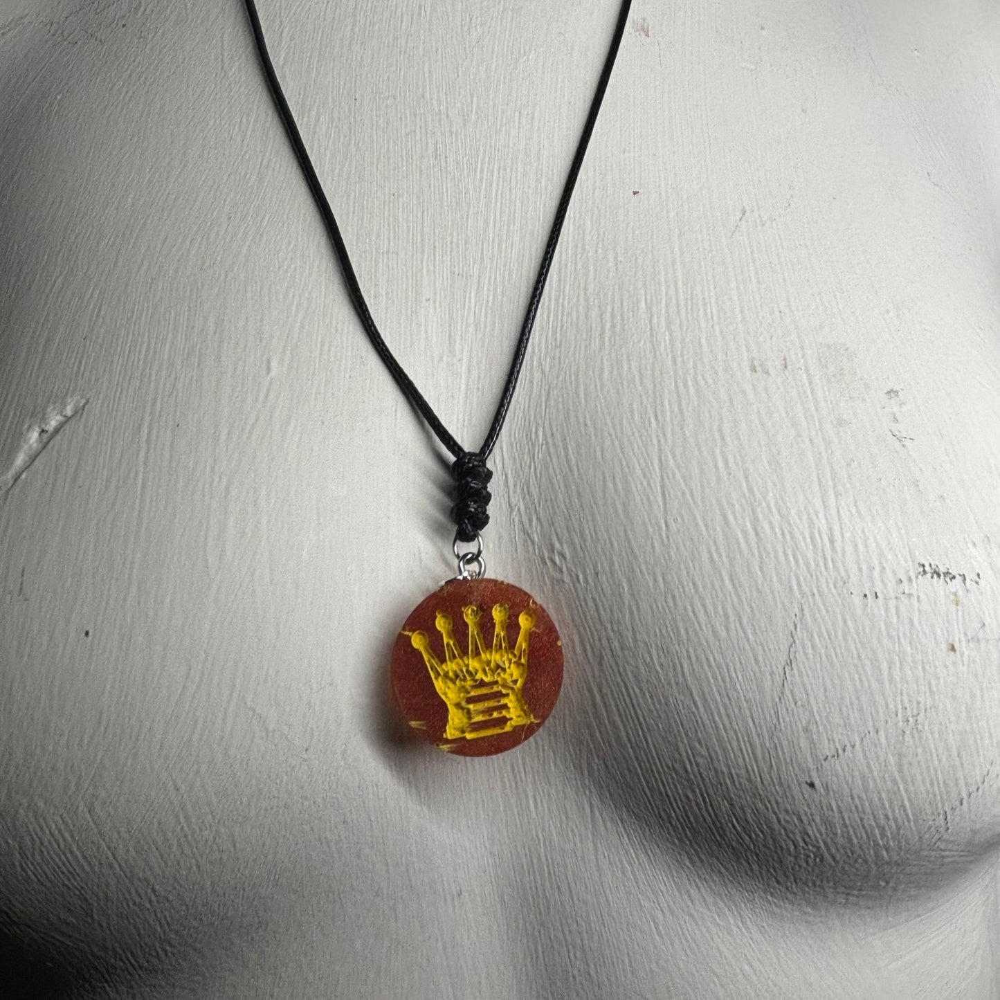 Red & Yellow Queen - Handmade Resin Chess Necklace