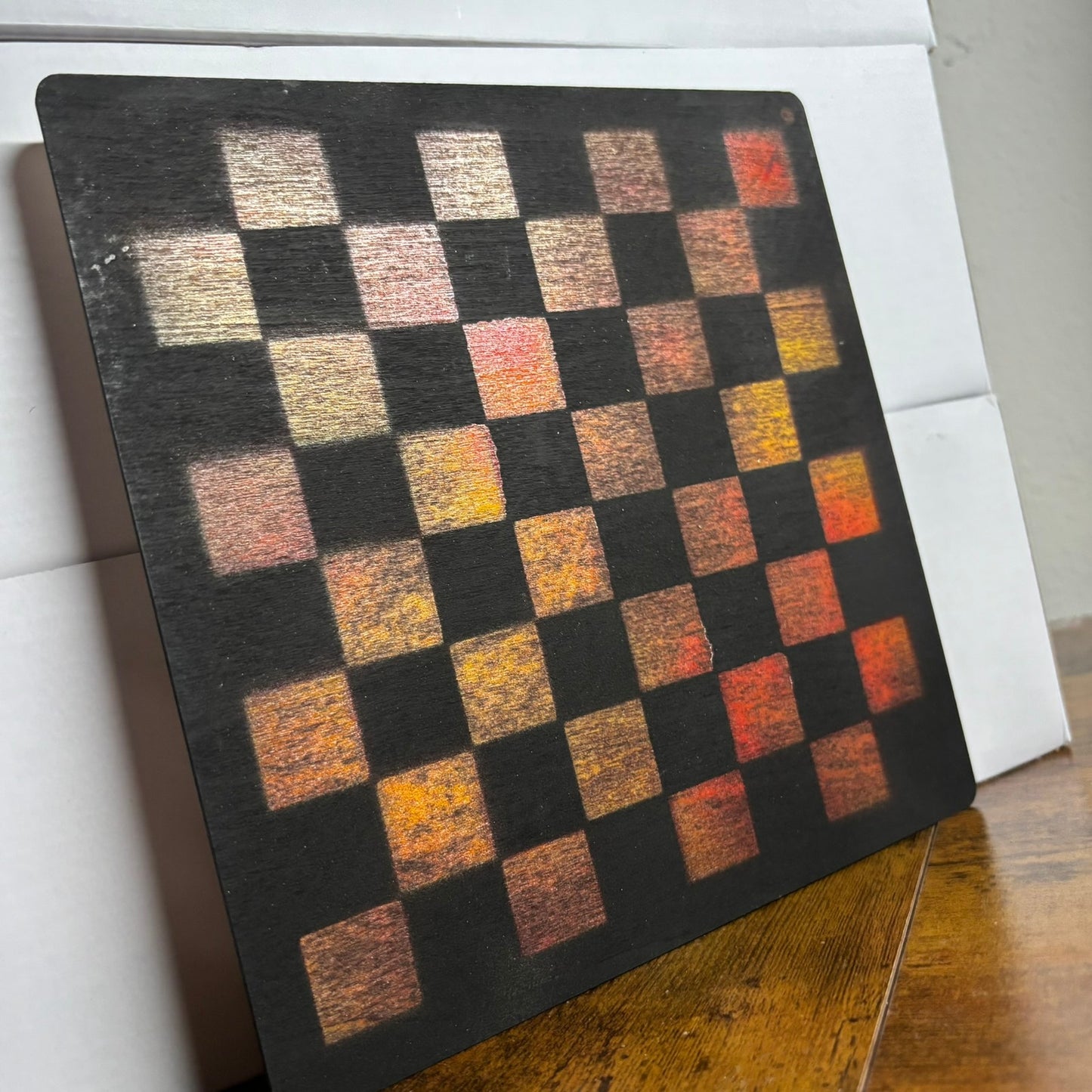 Ember Fire Black - Painted Thin Wooden Chess Board