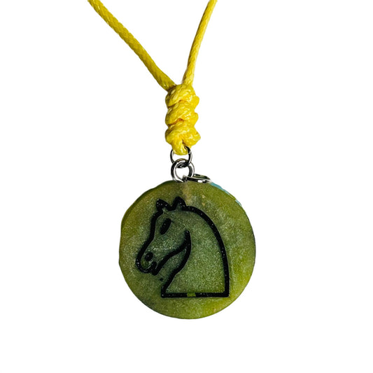 Green Knight - Handmade Resin Chess Necklace