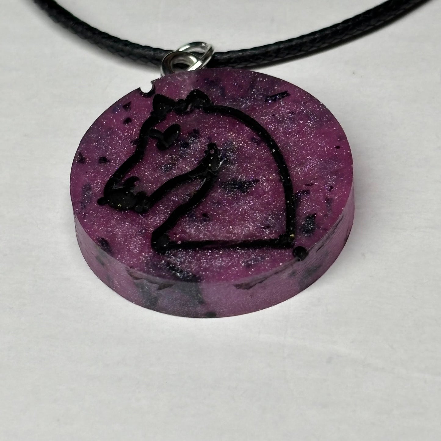 Purple Knight - Handmade Resin Chess Necklace