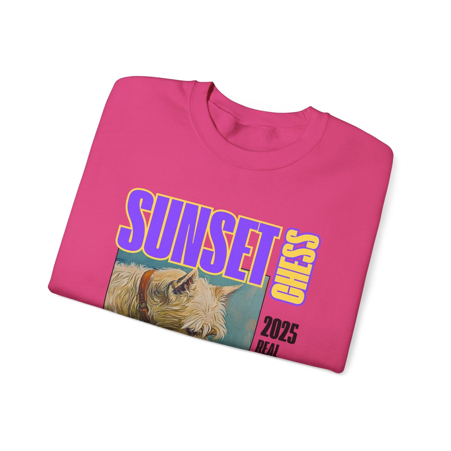 Puppy Plays Chess - Pink Chess Crewneck Sweater
