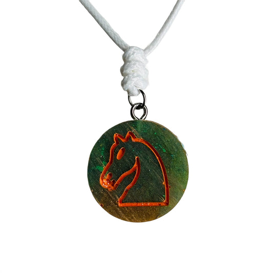 Swamp Green Knight - Handmade Resin Chess Necklace
