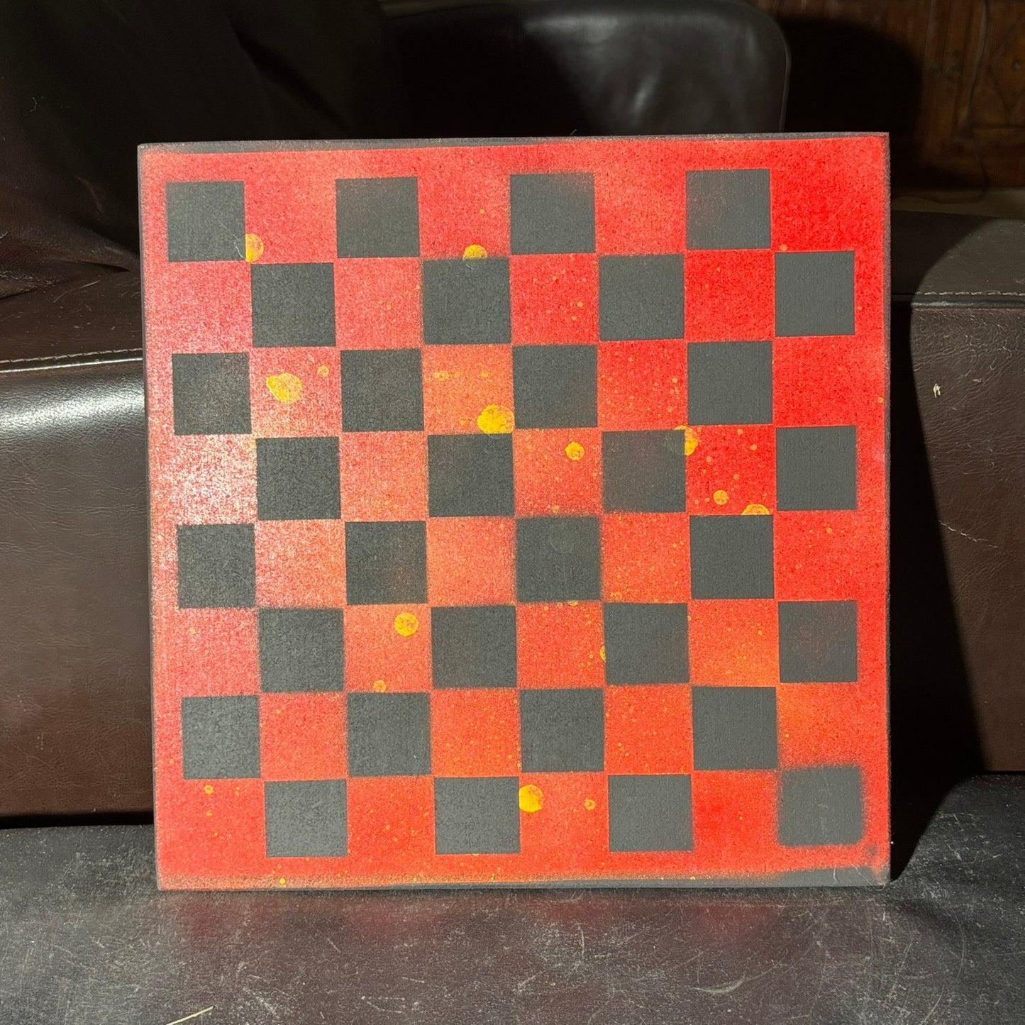 Black & Red - Painted Chess Board